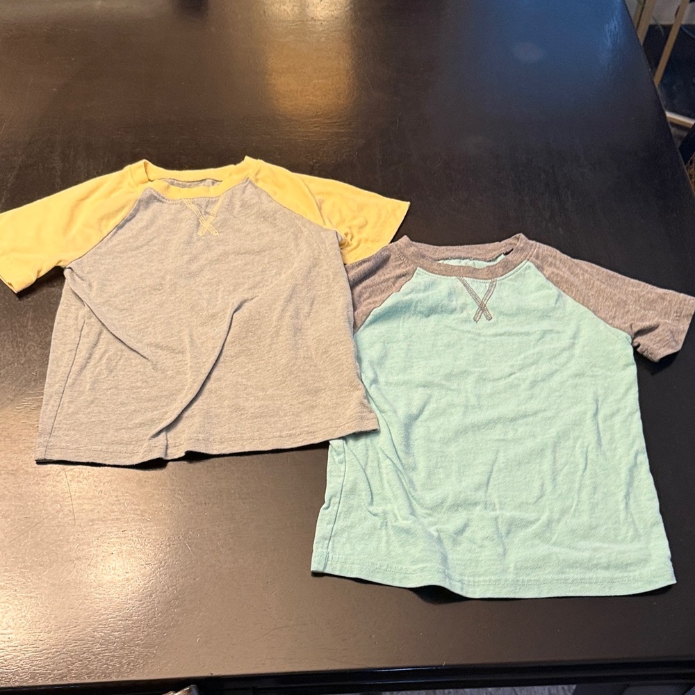 Essentials Kids Raglan Tees - Yellow and Gray, Aqua and Gray